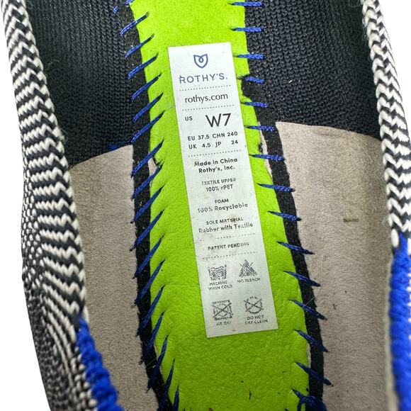 Rothy's The Flat Captoe Black‎ White Plaid Check Retired Ballerina Size 7 - Picture 14 of 14